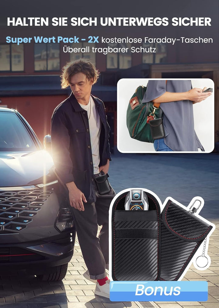 Samfolk Keyless Go Schutz Autoschlüssel Box, Faraday Box und Bags 2 Stück, Keyless Go Schutz Autosch