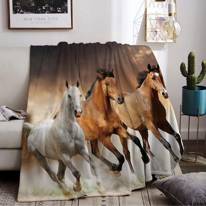 Pferd Kuscheldecke Flanell Decke,Kinderdecke 3D Pferd Flauschige Plüsch Decke,Wohndecke Fleecedecke