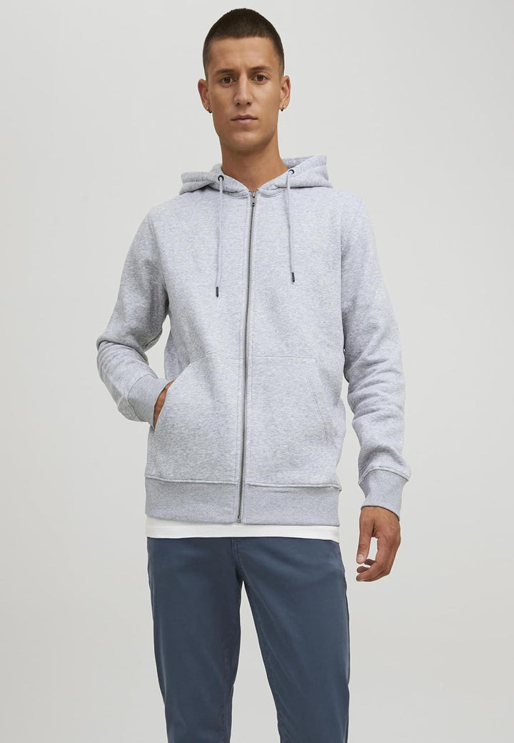 JACK & JONES Male Kapuzenjacke Einfarbig Kapuzenjacke XS Light Grey Melange, XS Light Grey Melange