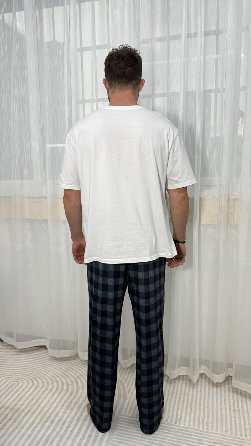 Ekouaer Pyjama Hose Herren Kariert Schlafanzughosen Lang Hosen Männer Schlafhose Loungewear und Nach