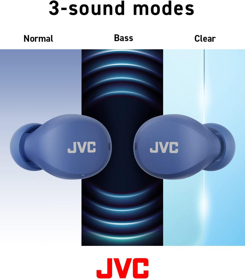 JVC HA-Z66T-A Gumy Mini Wireless Earbuds, klein, Ultraleicht, 3 Sound Modi (Bass/Clear/Normal), Wass