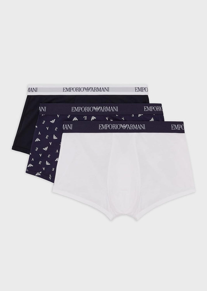 Emporio Armani Herren Trunks (3er Pack) S Marin/Pr.eclips/Whit, S Marin/Pr.eclips/Whit