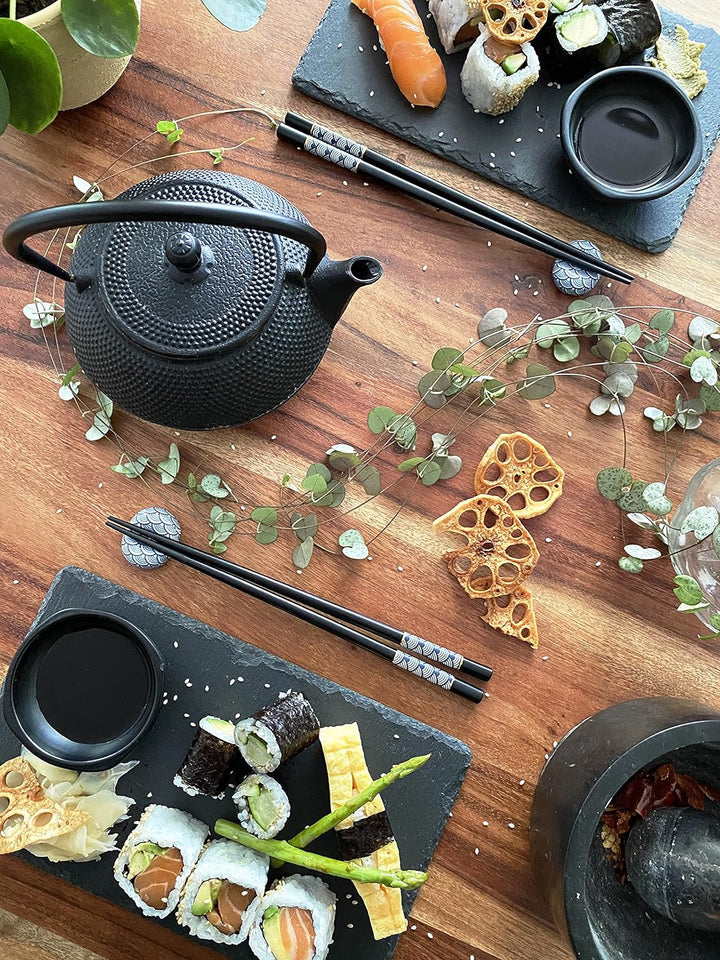 Sushi Set - Sushi Geschirr Set Schwarz 2 Personen - Sushi Servier Set - Sushi Kit - Asia Geschirr 10