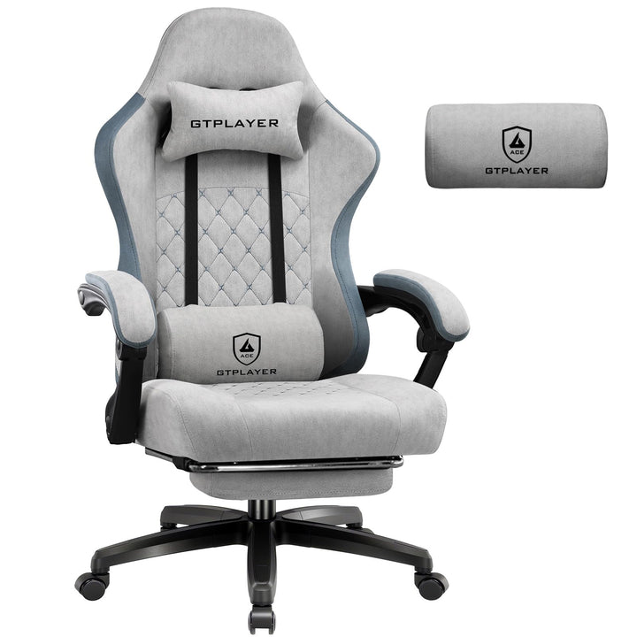 GTPLAYER Gaming Stuhl Stoff, Gaming Sessel mit Taschenfederkissen, ergonomischer Drehstuhl, Gamer St