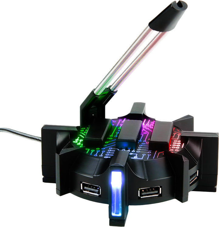 Enhance Profi Maus Bungee-Kabelhalter mit 4 Port USB-Hub & 7 LED-Leucht Modi - Kabelmanagement-Unter