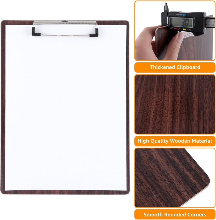 8 Stück Klemmbrett Holz A4, Klemmbrett mit Metalklemme, Klemmbretter, Klemmbrett A4 Holz, Clipboard,