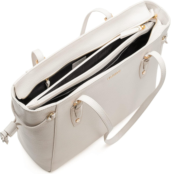 Lazarotti Bologna Leder Shopper Tasche Damen | Tote Bag mit seitlichen Kordelzügen | XL Schultertasc