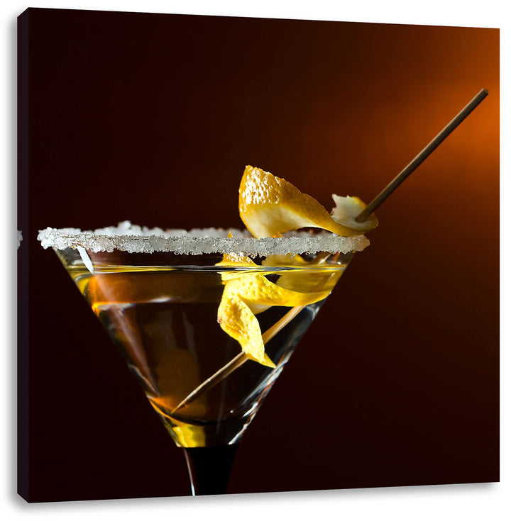 Pixxprint Cocktail Zuckerrand als Leinwandbild/Grösse: 70x70 cm/Wandbild/Kunstdruck/fertig bespannt,