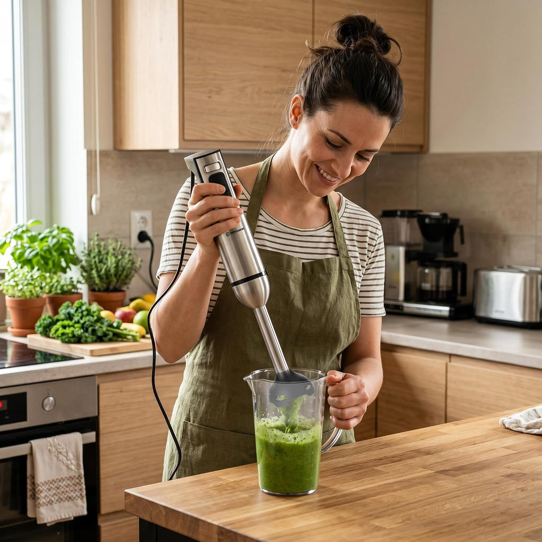 LEHMANN Stabmixer 2000 Watt, 12 Geschwindigkeitsstufen & Turbo-Funktion, Edelstahlklingen, Digitales
