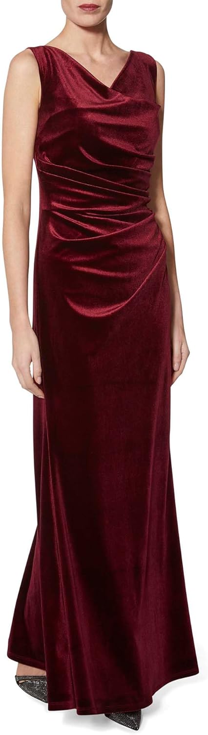 Gina Bacconi Damen Women's Velvet Maxi Dress Cocktailkleid 10 Wine, 10 Wine