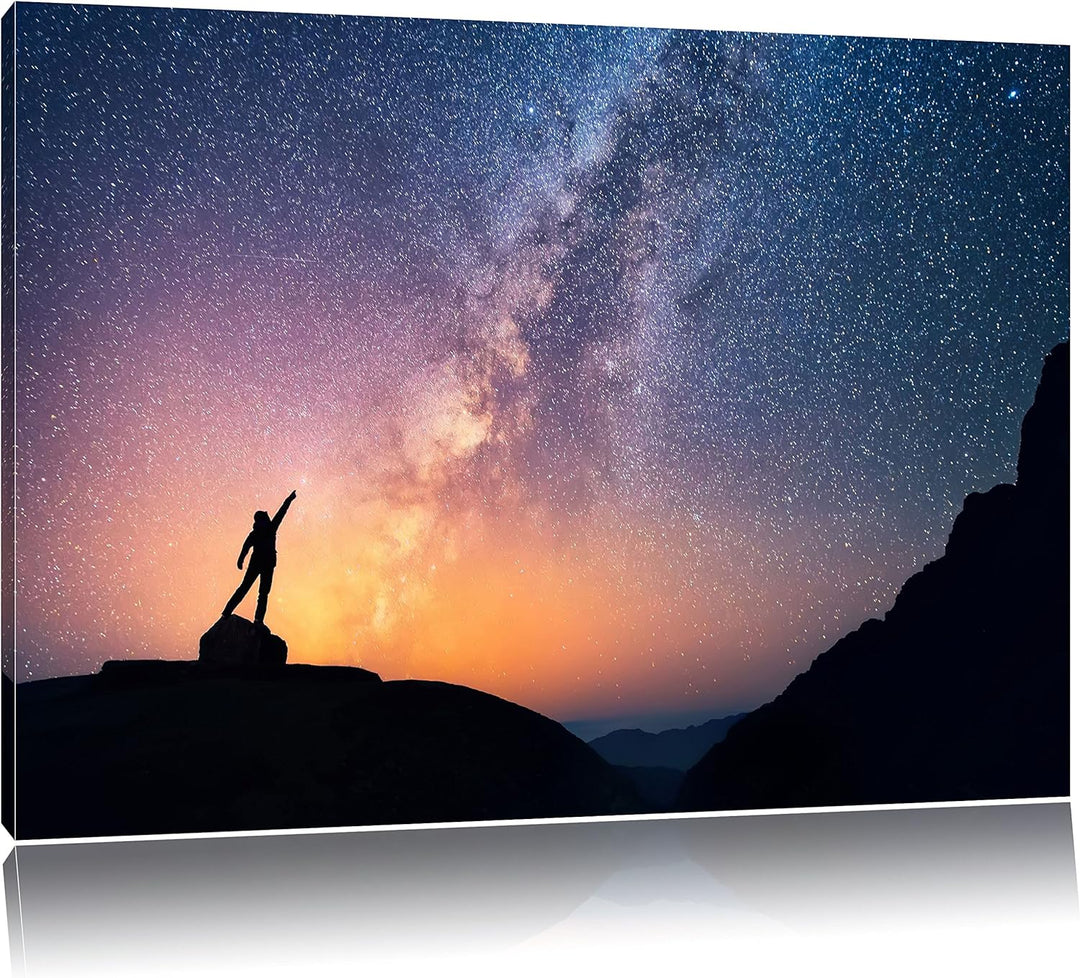 Sternenfänger Milchstrasse, Format: 100x70 auf Leinwand, XXL riesige Bilder fertig gerahmt mit Keilr