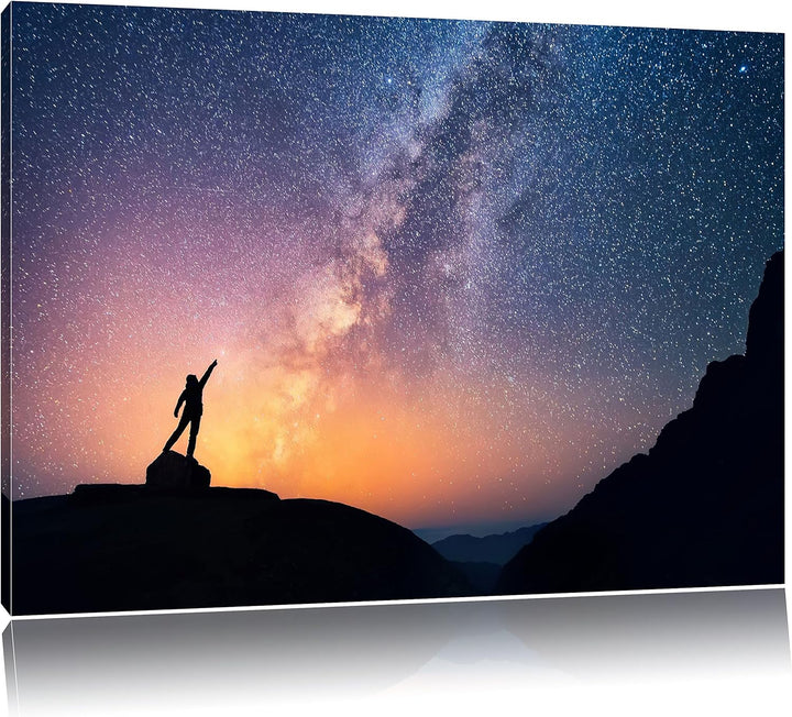 Sternenfänger Milchstrasse, Format: 100x70 auf Leinwand, XXL riesige Bilder fertig gerahmt mit Keilr