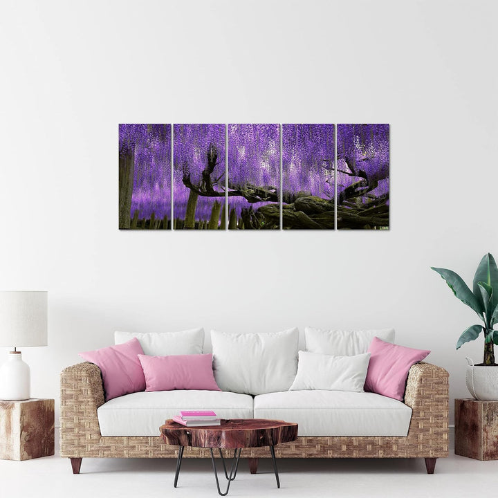 Runa Art Bild Wald Landschaft Wandbilder auf Vlies Leinwand 5 Teilig Wanddekoration Schlafzimmer Woh