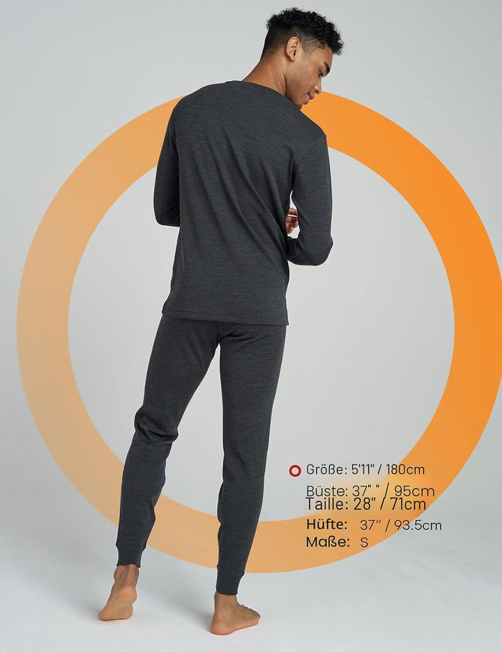 LAPASA 100% Merino Wolle Unterwäsche Herren Set Shirt &amp; Hose S .Dunkelgrau 250, S .Dunkelgrau 250