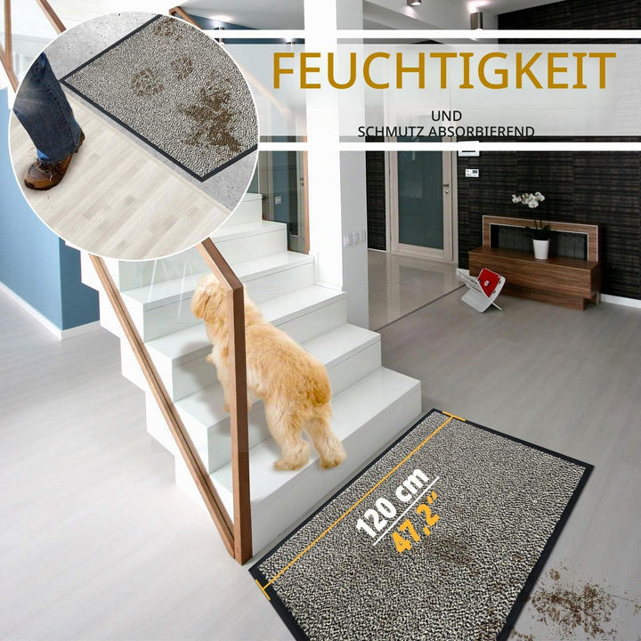 GadHome Fussmatte Beige Grau 90x120 cm | Eingangstürmatte wasserdicht waschbar strapazierfähiger Sch