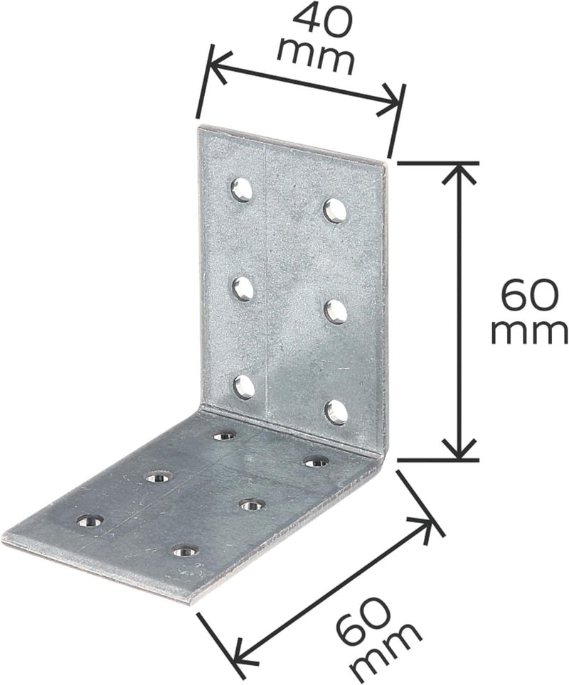 Alberts 846725 Lochplattenwinkel | sendzimirverzinkt | 60 x 60 x 40 mm | 50er Set 60 x 60 x 40 mm /