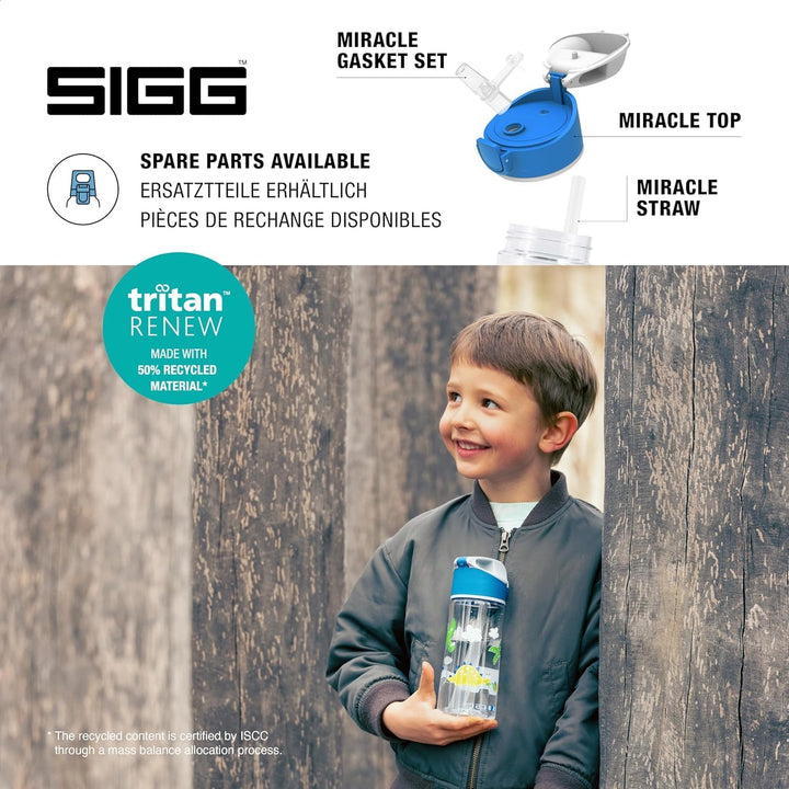 SIGG - Tritan Trinkflasche Kinder - Miracle - Mit Trinkhalm - Auslaufsicher - Federleicht - BPA-frei