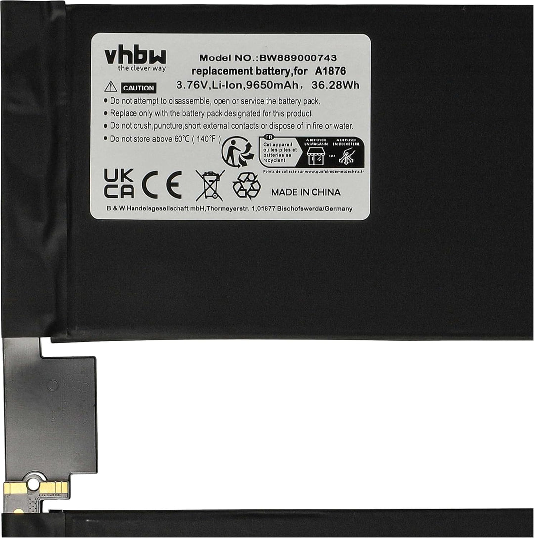 vhbw Akku kompatibel mit Apple iPad Pro 12.9 4. Gen, 12.9 3. Gen 2018, 12.9 3. Gen Tablet Pad (9650