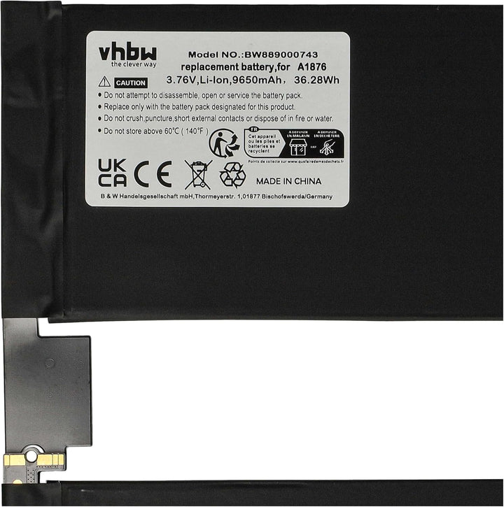 vhbw Akku kompatibel mit Apple iPad Pro 12.9 4. Gen, 12.9 3. Gen 2018, 12.9 3. Gen Tablet Pad (9650