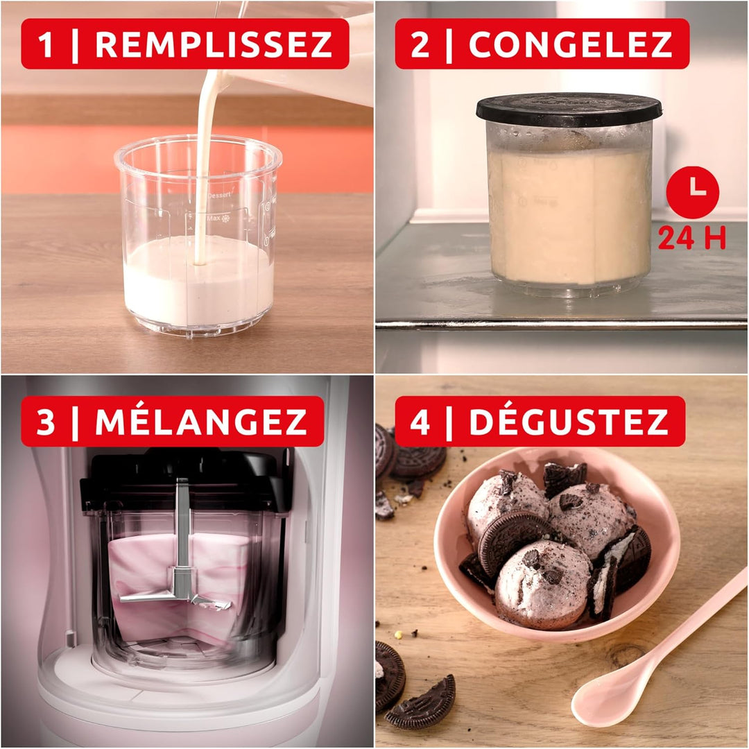 Moulinex Dolci, Eismaschine, 10 Programme, automatische Reinigung, 1-Step Perfector-Technologie, MJ6