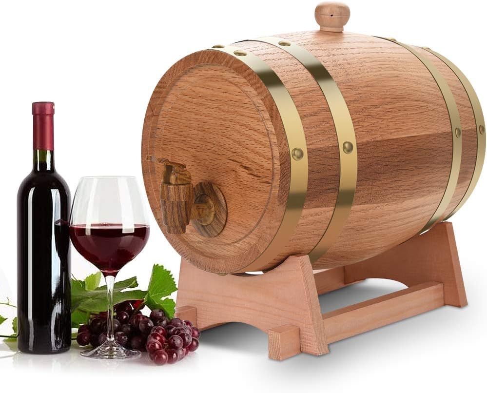 Greensen Eichenfass 3L Holzfass Weinfass Personalisiertes Design Holz Whiskyfass Liqueur Schnapsfass