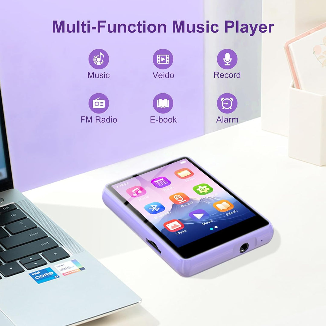 128GB MP3 Player Bluetooth 5.3, ZAQE 2.4" Full Touchscreen Tragbarer Sport MP3 Player,Eingebaute Hig
