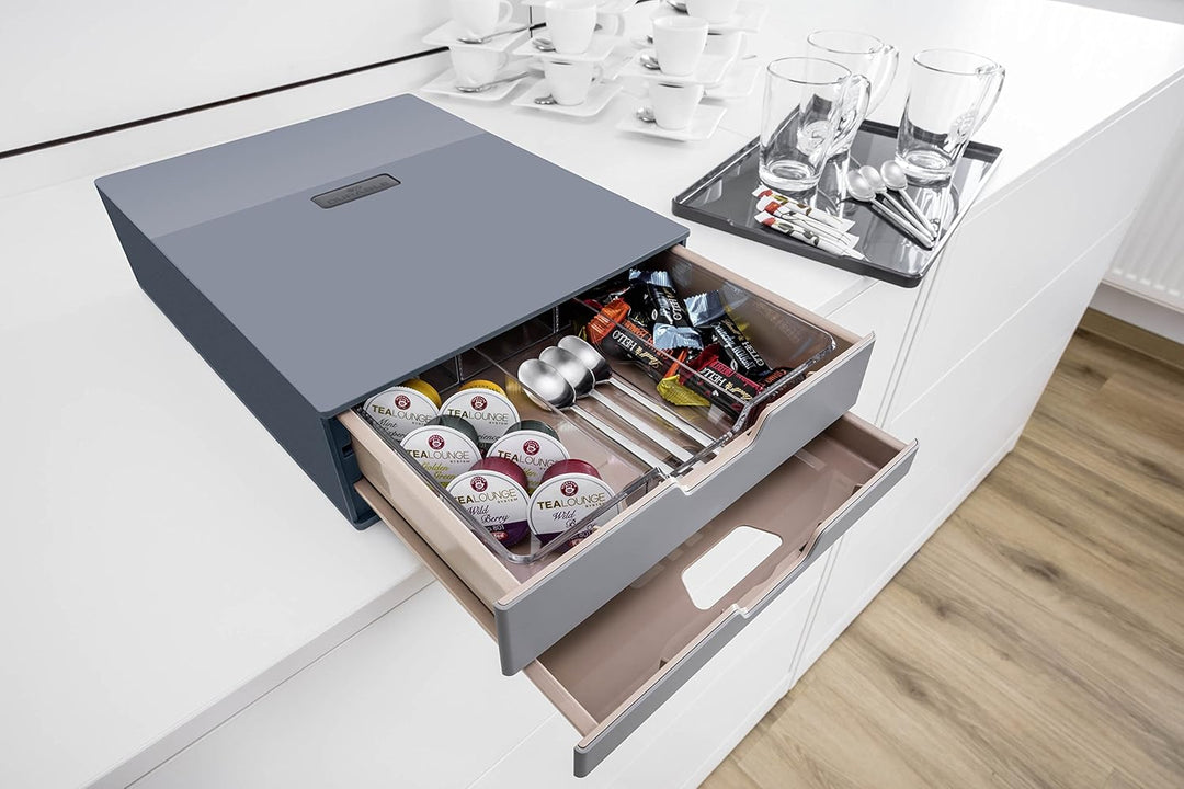 Durable Coffee Point Box S Aufbewahrungsbox (mit 2 Schubladen für Kaffee/Tee, Cateringbox für Kaffee