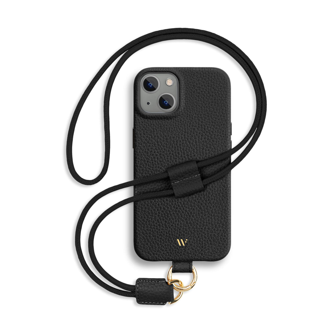 WIIUKA Hülle für iPhone 14, Leder aus Deutschland, Lederhülle Handykette, Premium Handyhülle, Case,