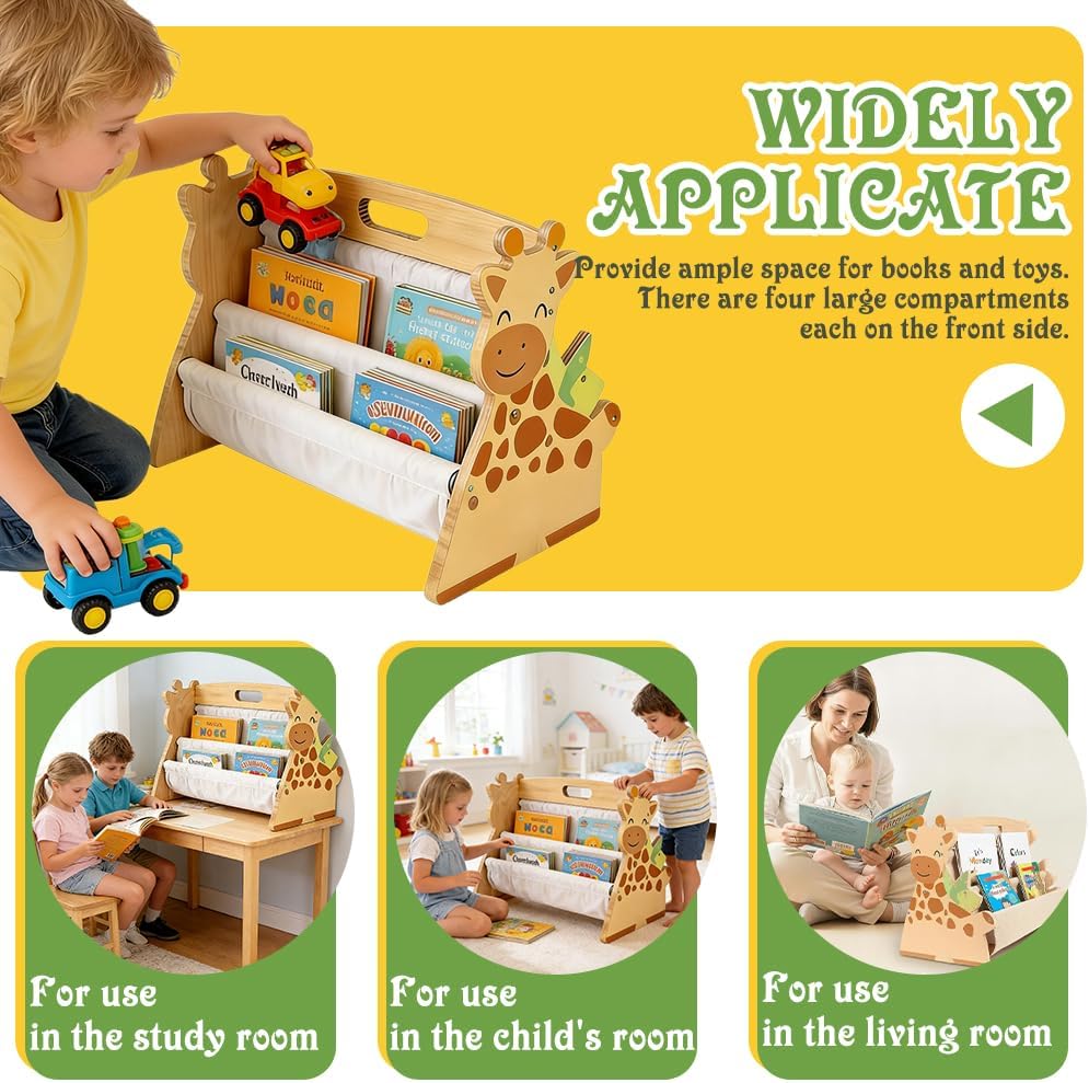 Bücherregal Kinder, Ddoppelseitiges Bücherregal Holz, Montessori Kinderrega, Bücherkiste Kinder mit