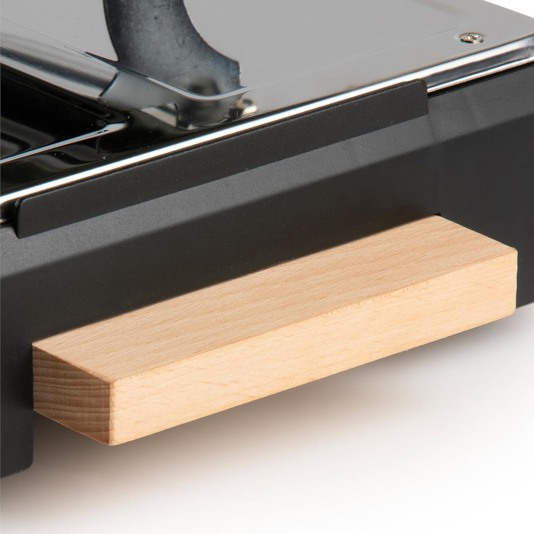 DOMO DO9262G Steingrill/Raclette-Grill - Wooden Design - Inklusive Raclettepfännchen und Holzspatel