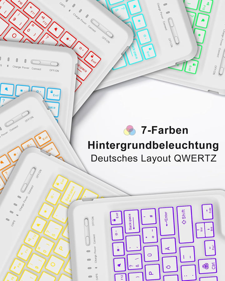 Hülle mit Deutscher QWERTZ-Tastatur für Samsung Galaxy Tab S10 Plus (2024), Tab S9 Plus (2023), S9 F