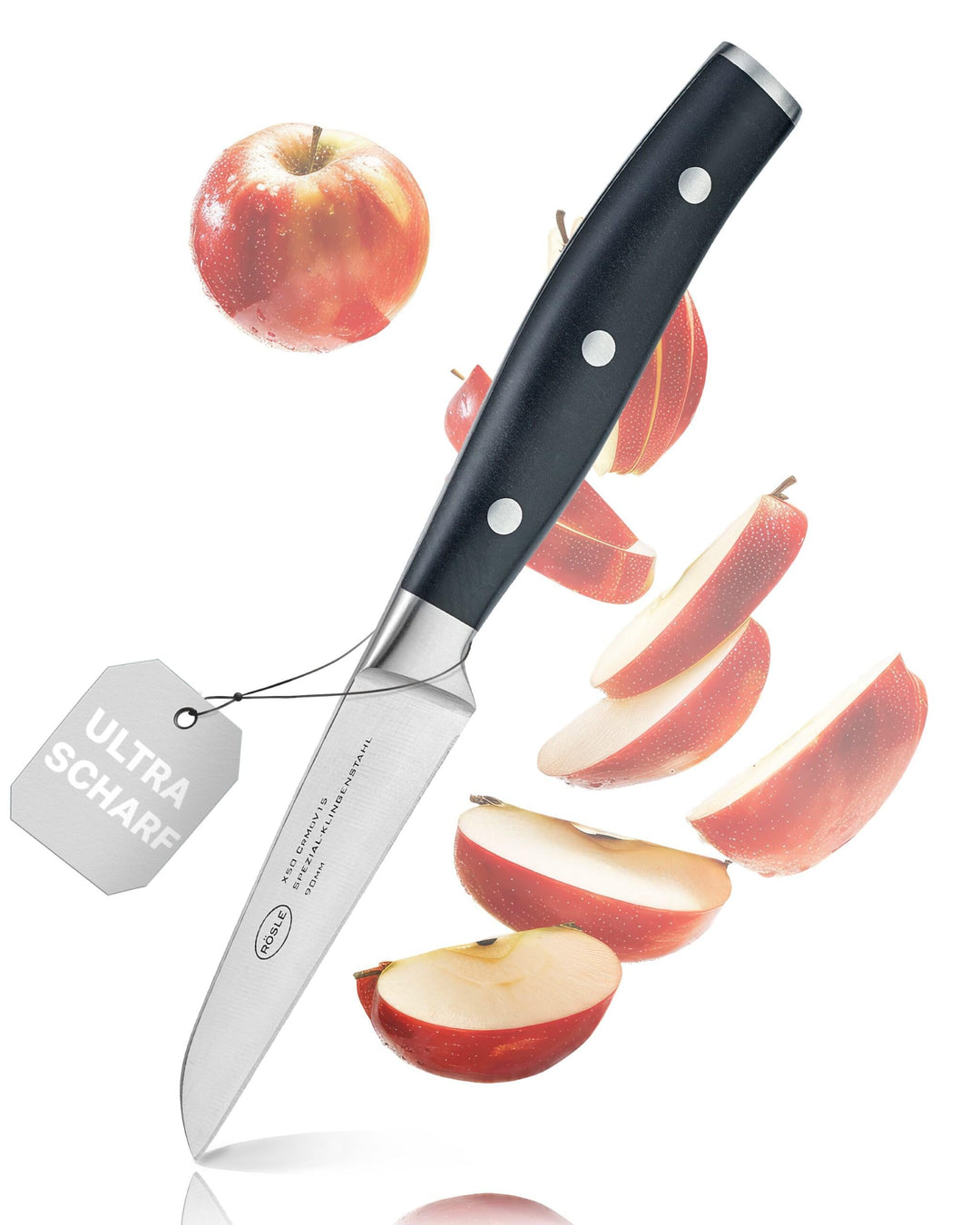 RÖSLE Gemüsemesser Tradition 9cm - Hochwertiges und scharfes Küchenmesser zum Schneiden von Obst und