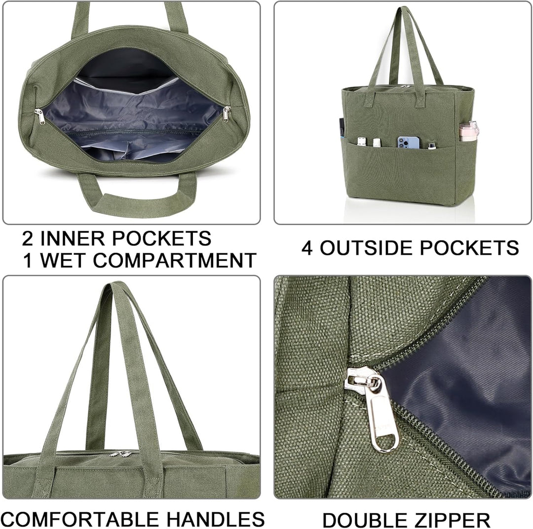 LEDAOU Grosse Strandtasche mit reissverschluss Damen Wasserdicht Umhängetasche Tragetasche shopper s