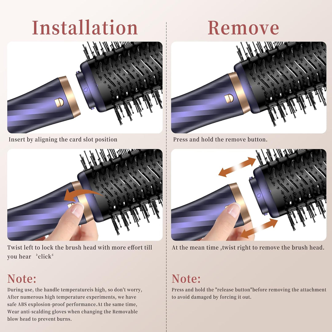 Hair Styler Set, OKWRAP Airstyler set 6 In 1 Mit Rundbürstenföhn, Haarstyler Warmluftbürste,Thermal