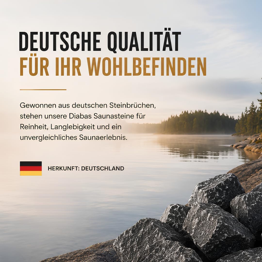 Doubleyou Geovlies &amp; Baustoffe | Saunasteine Premium 5 kg | 32-56 mm DIABAS Klein | Für alle Saunaöf
