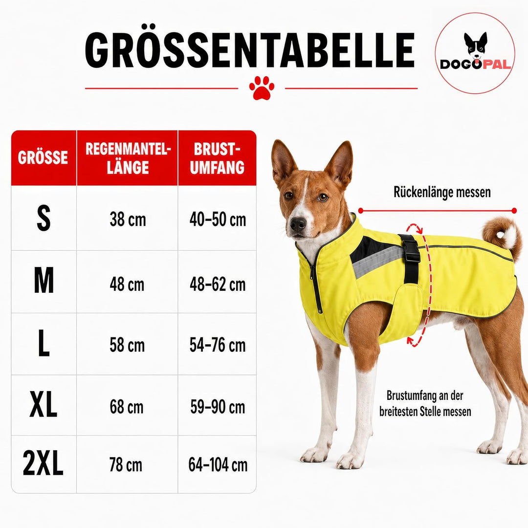 DOGOPAL Regenmantel Hund wasserdicht für kleine &amp; grosse Hunde - Gelber Hunderegenmantel mit Reflekt