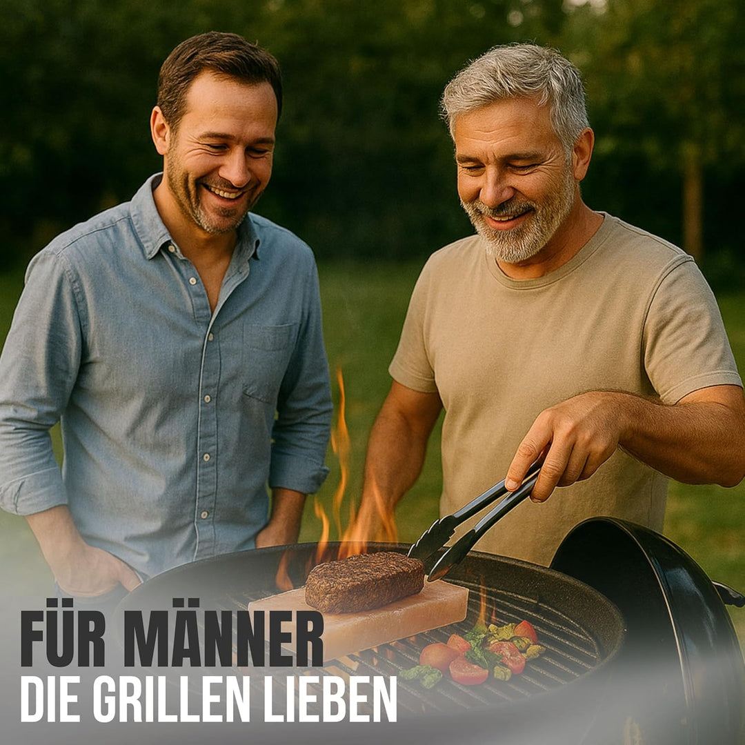 Salzstein Grill 2er Set mit Geschenkverpackung - BBQ Grillstein aus Gebirgssalz für intensiven Gesch
