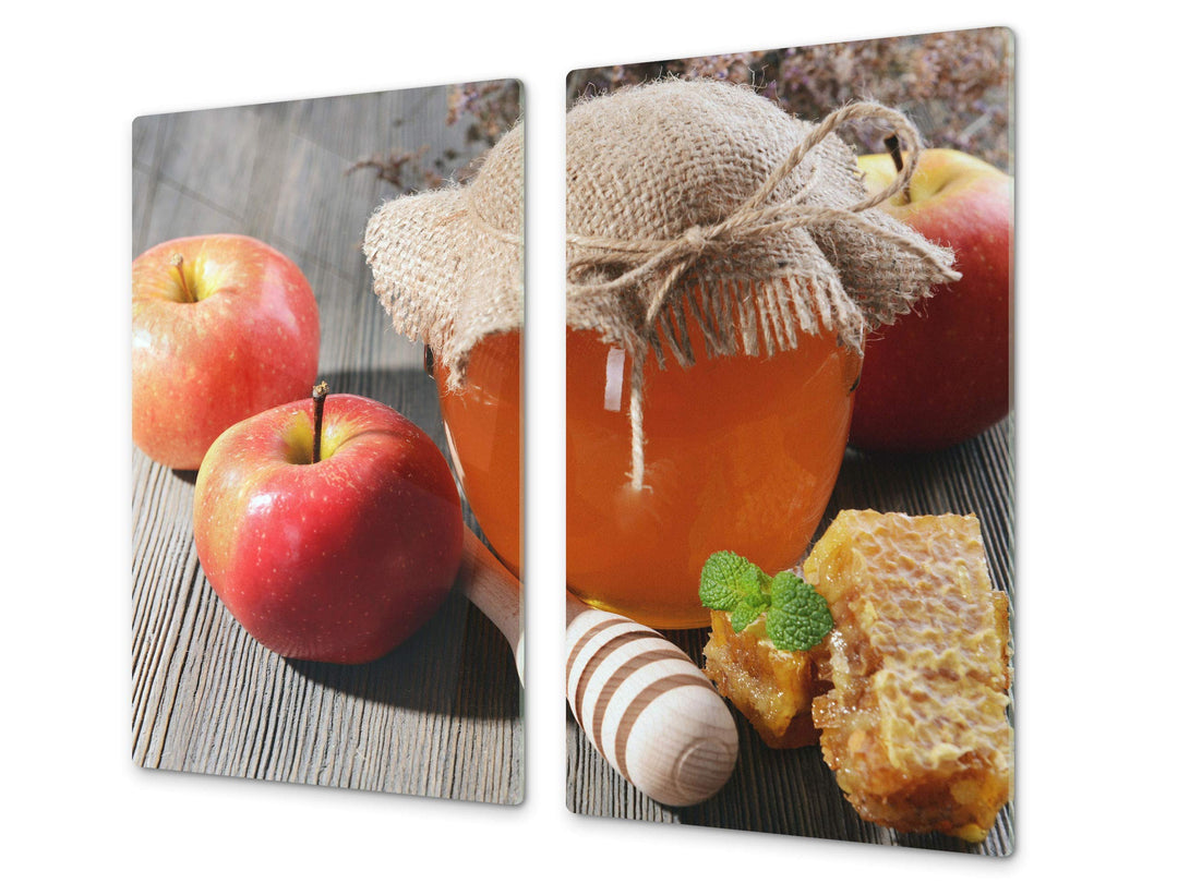 Küchenbrett aus Hartglas und Induktionskochplattenabdeckung – Schneideplatten SINGLE mit 60 x 52 cm