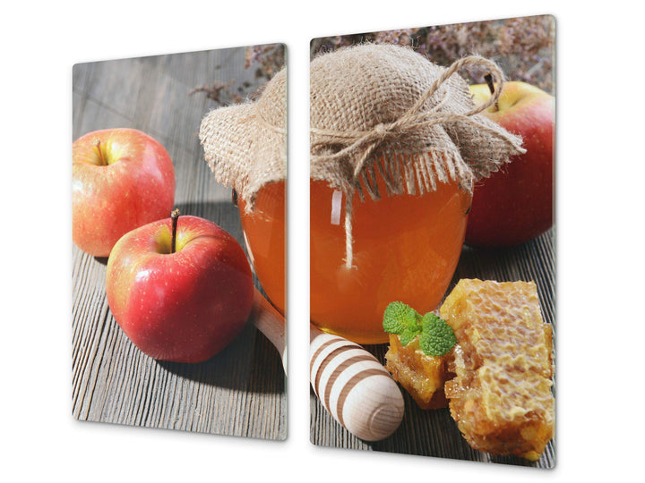 Küchenbrett aus Hartglas und Induktionskochplattenabdeckung – Schneideplatten SINGLE mit 60 x 52 cm