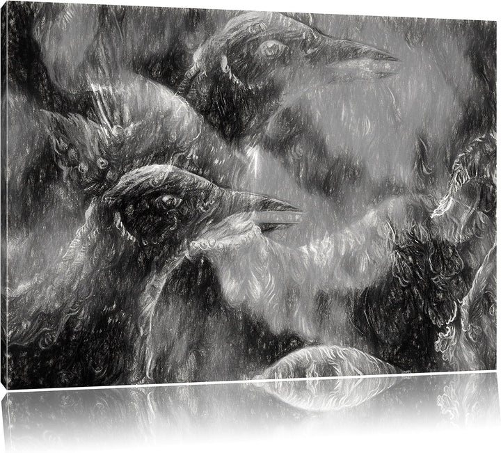 Pixxprint Vogel Phönix Collage Kunst als Leinwandbild/Grösse: 100x70 cm/Wandbild/Kunstdruck/fertig b