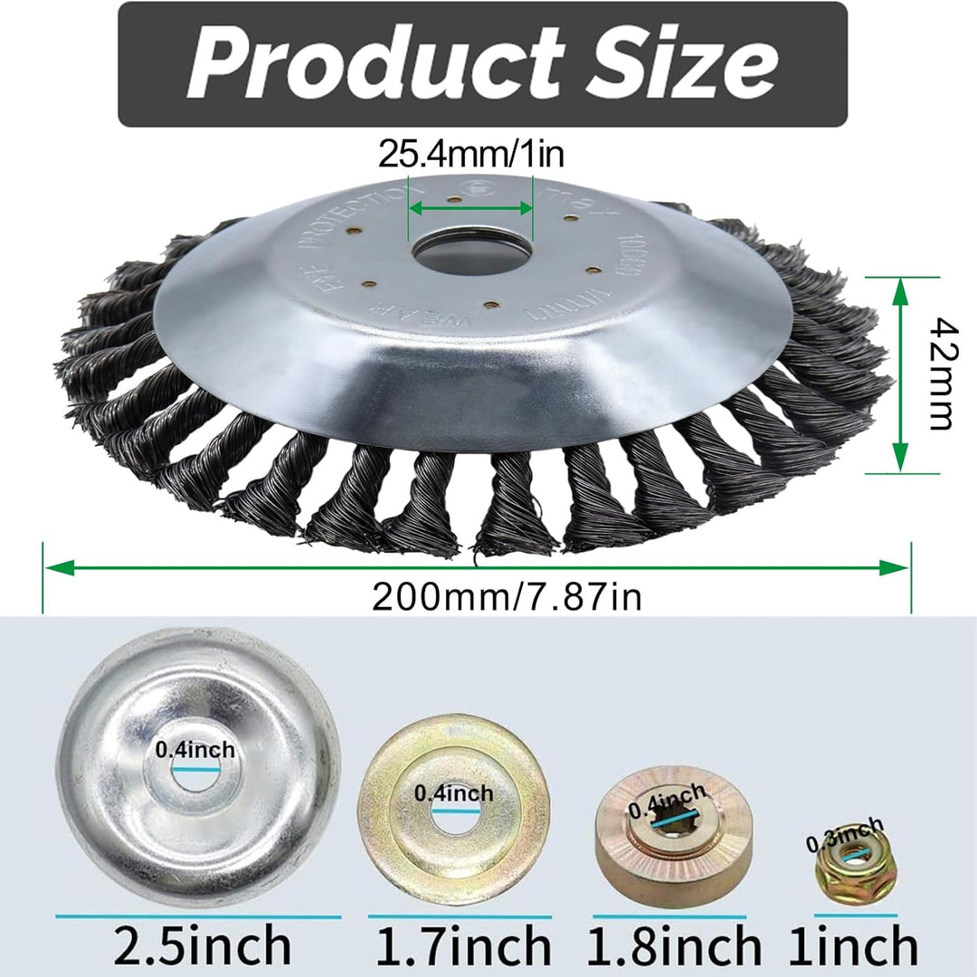 Viilich Unkrautbürste Unkrauttrimmer Motorsense Freischneider 200 x 25,4 MM Kegel Unkrautbuerste,mit