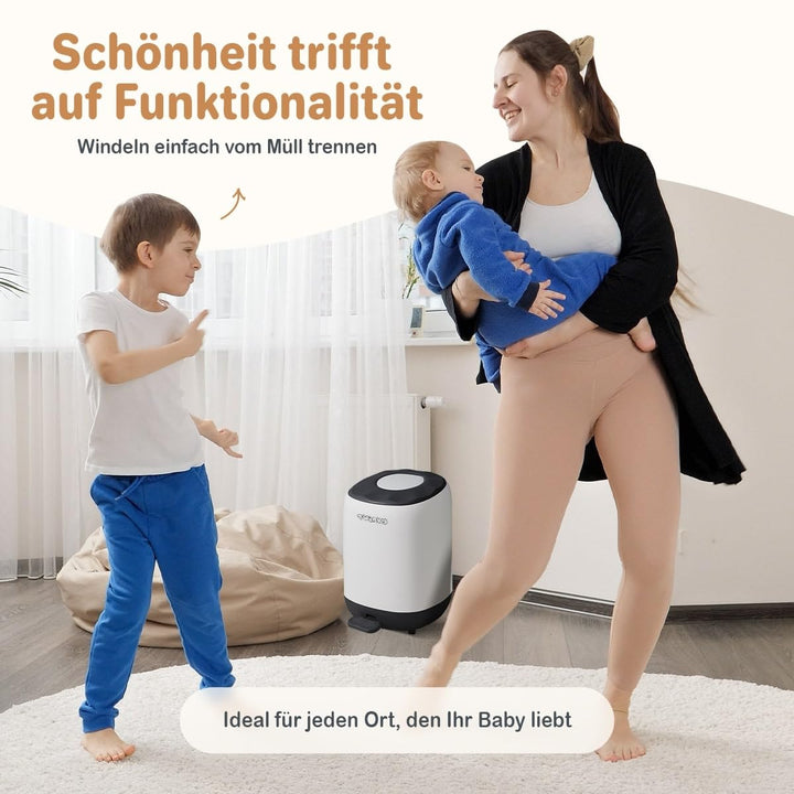 Twinky Windeleimer für Babys – Windeleimer ohne Kassette – Platzsparender Windelbehälter mit Deckel