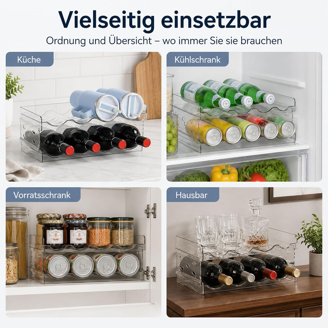 URMONA Stapelbarer Flaschenhalter 2 Ebenen, Flaschenregal für 8 Flaschen | Wein Organizer, Halter fü