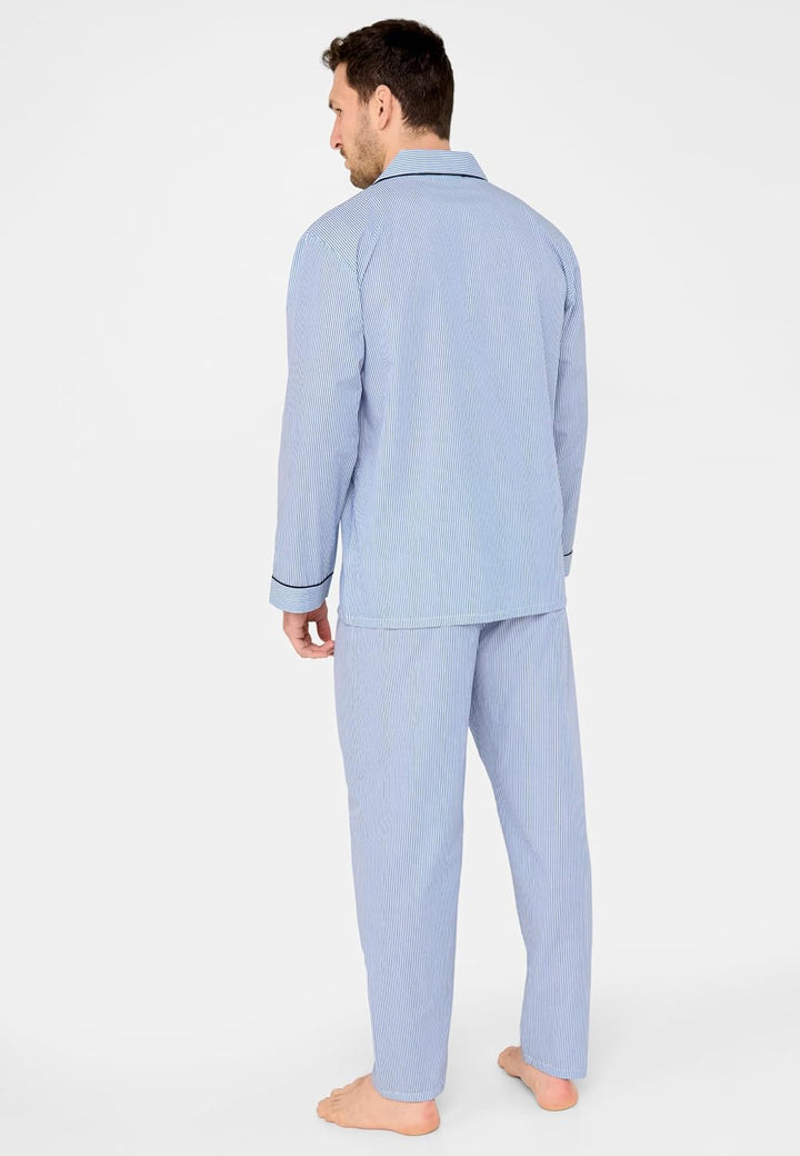 El Búho Nocturno Schlafanzug Herren Lang Baumwolle Pyjama Für Herren Klassisch Revers Knopfjacke Kar