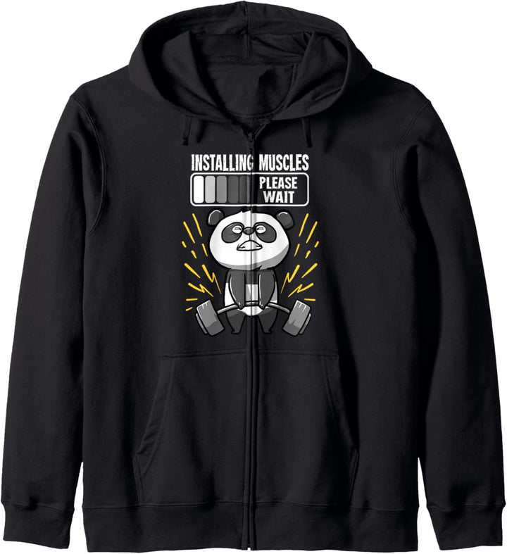 Lustiges Panda Installing Muscles Please Wait Gym Fitness Kapuzenjacke