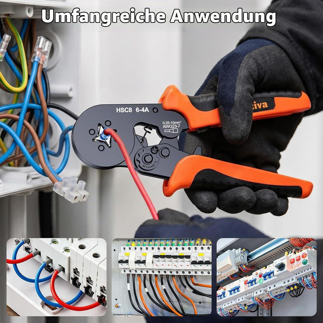 Preciva Crimpzange Set Aderendhülsen Set für 0,25-10 mm² mit 1280 Stück Aderendhülsen, Crimpzangen,