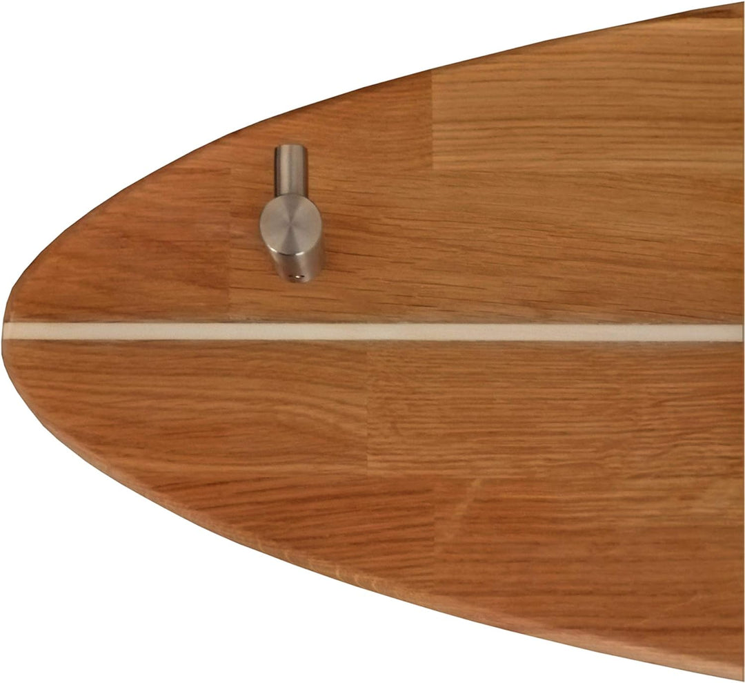 ICEBORN Garderobe Garderobenleiste Wandgarderobe Surfboard Eiche geölt Edelstahl Manufaktur