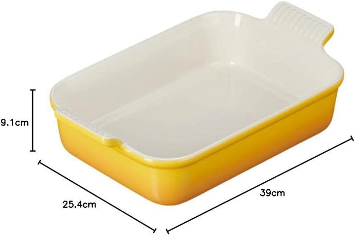 Le Creuset Rechteckige Auflaufform Tradition aus Steinzeug, 32 cm, 2.31 kg, Nectar, 71102326720001 N