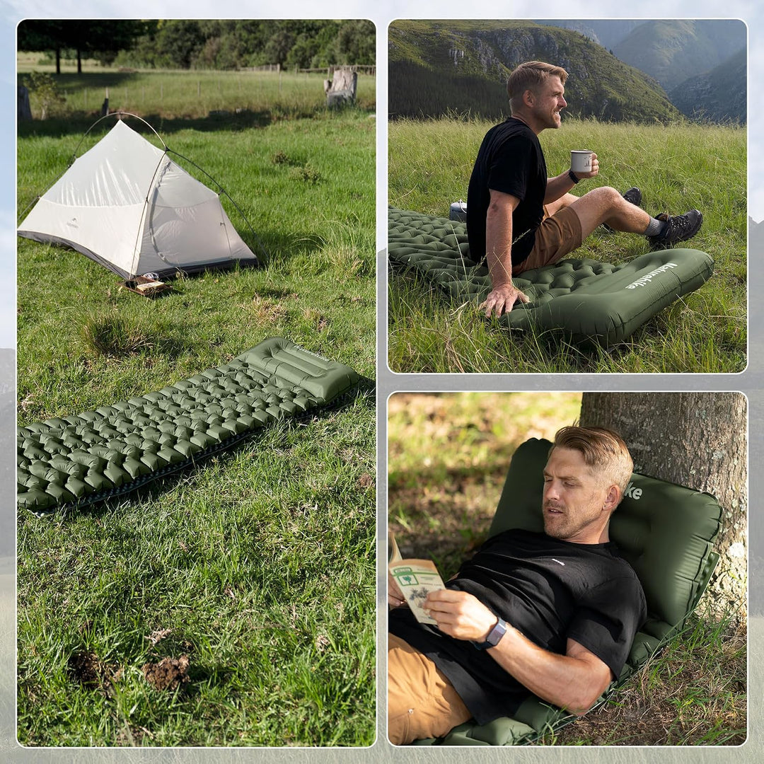 Naturehike Isomatte Camping, Ultraleicht Camping Luftmatratze mit Luftpumpe, 9.5cm Dick Matratze ist
