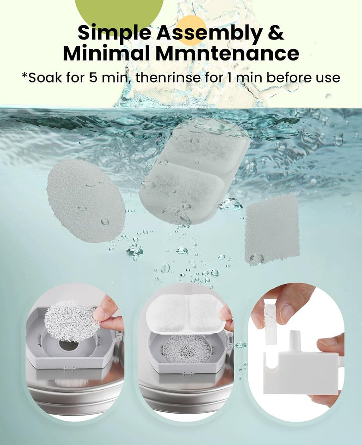 oneisall 8 Packung Ersatzfilter für 7L Hundebrunnen Trinkbrunnen Edelstahl, Wasserbrunnen für Katz,